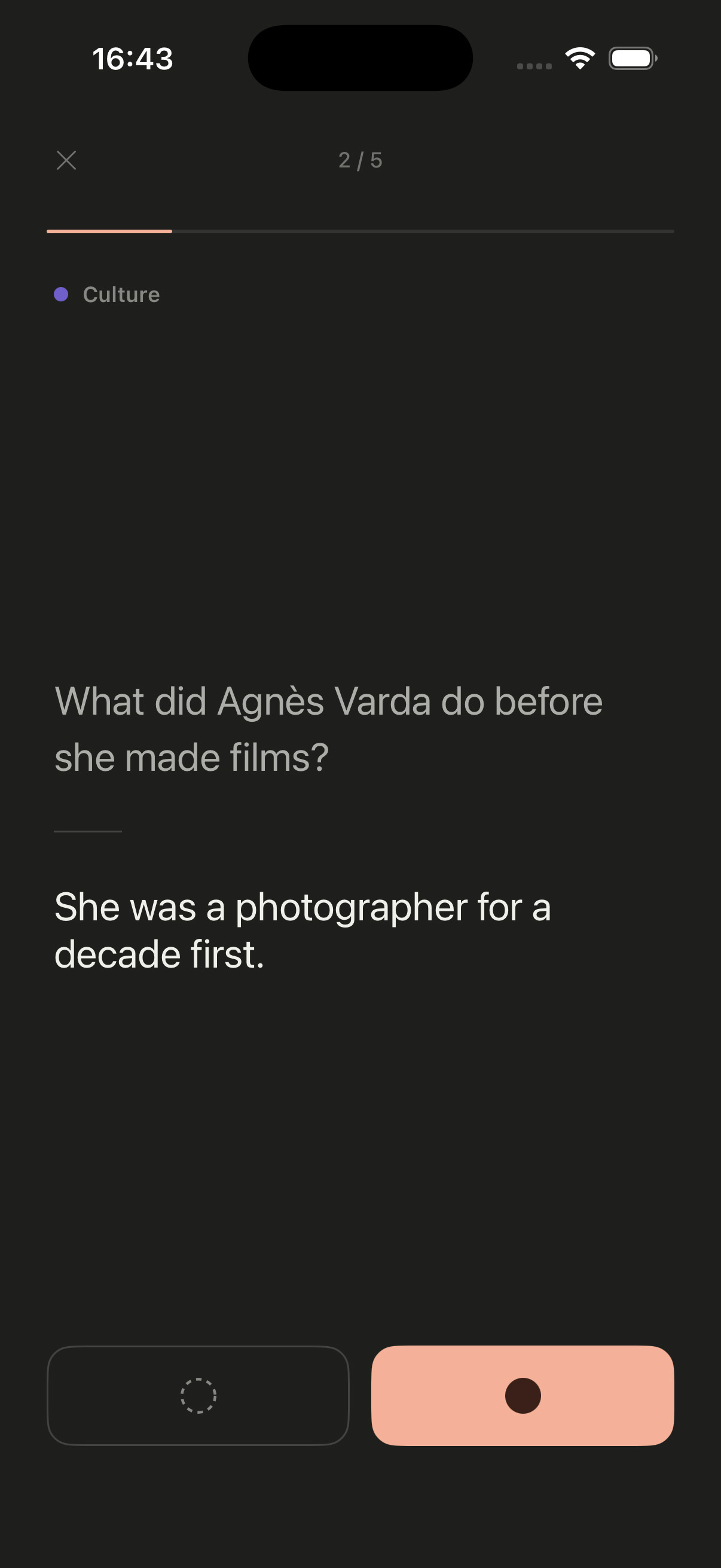 A question card ready to be revealed